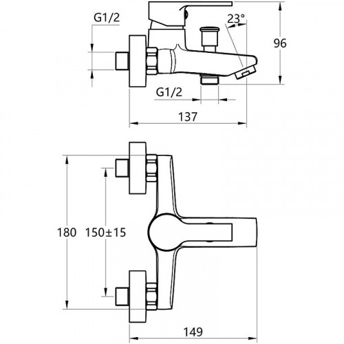 Смеситель для ванны Melodia della vita Aria MDV35740 Хром латунь на стену