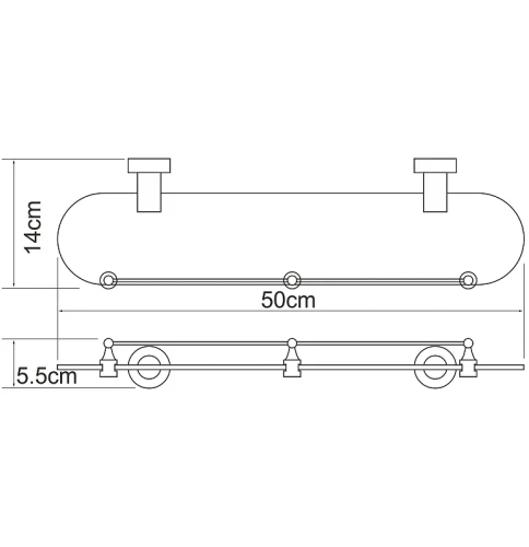 Стеклянная полка WasserKRAFT Donau K-9444 Хром