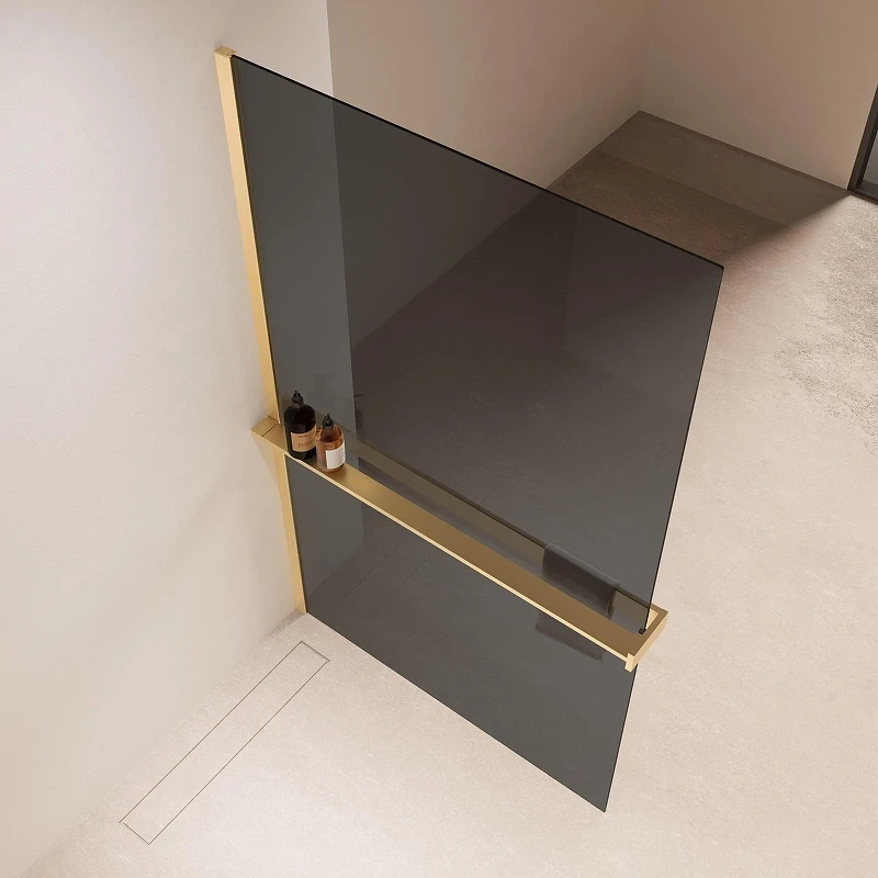 Душевая перегородка Vincea Walk in 100 VSW-1HR100CGG профиль цвет Матовый золотой стекло тонированное