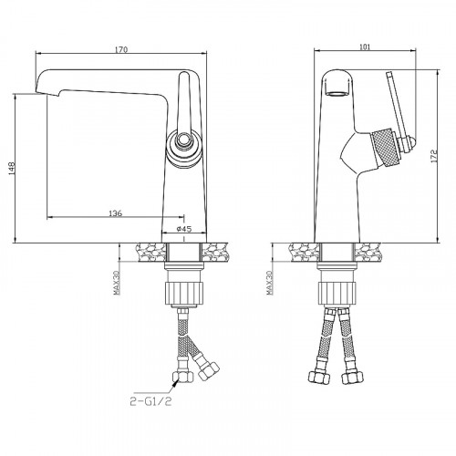 Смеситель для раковины ESKO Bangkok BG26M Хром латунь