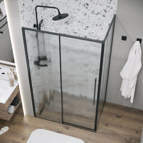 Душевой уголок Grossman Galaxy 140x100 L 120.K33.01.1410.21.02 профиль Черный матовый стекло шиншилла