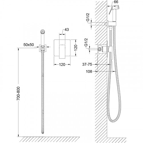 Гигиенический душ со смесителем Timo Selene 2089/16SM Белый матовый латунь встраиваемый