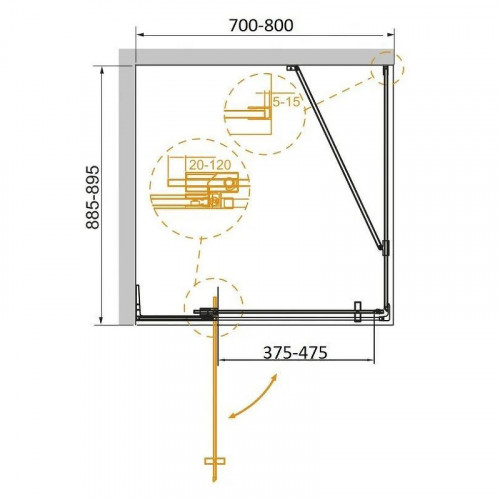 Душевой уголок Cezares Slider 80x90 SLIDER-AH-1-90-70/80-C-NERO профиль Черный матовый стекло прозрачное