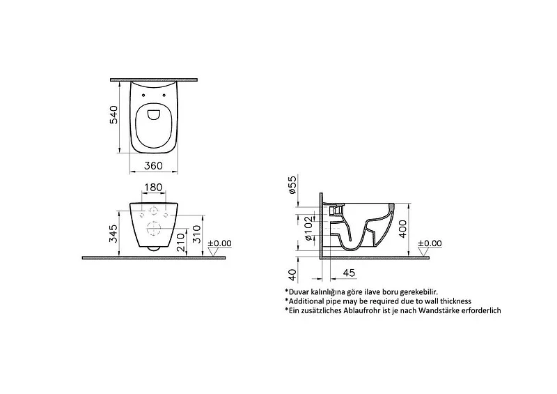 Унитаз с инсталляцией Vitra Shift 9855B003-7207 цвет Белый с сиденьем Микролифт