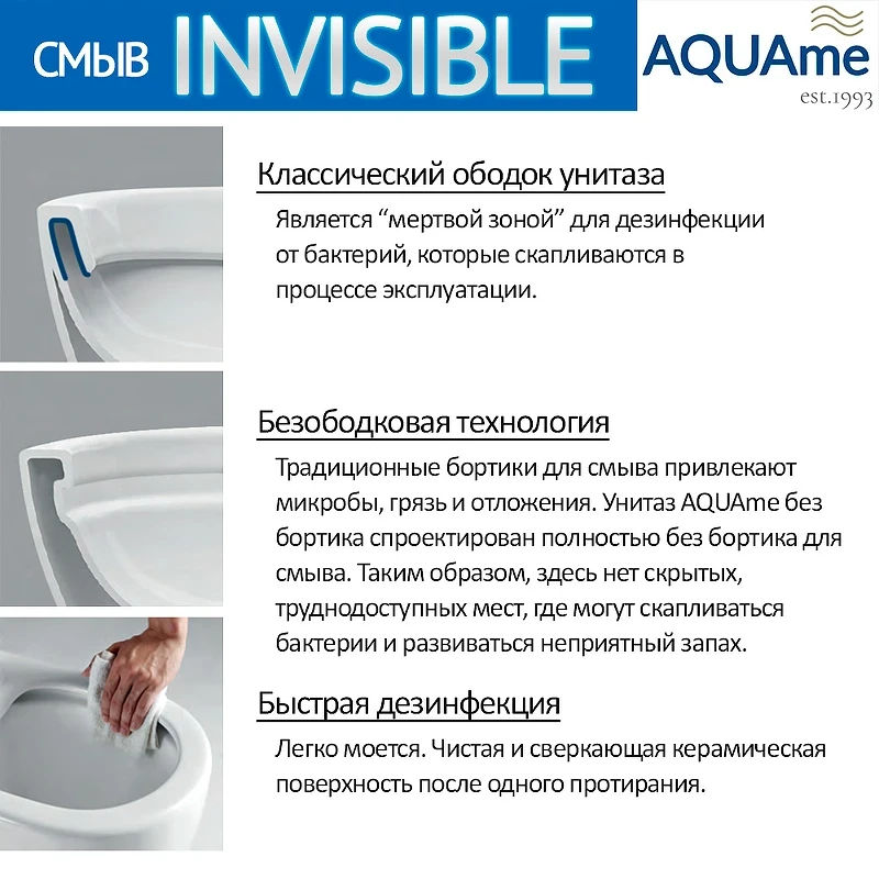 Унитаз AQUAme AQM2002PRO подвесной Белый глянец с сиденьем Микролифт фаянс подвесной