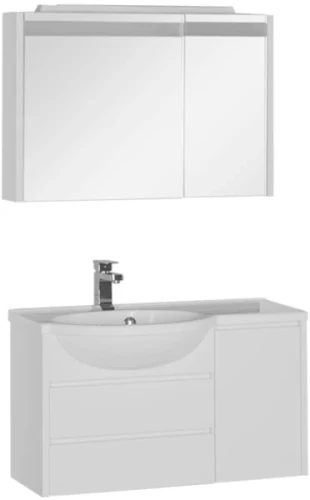 Зеркальный шкаф Aquanet Лайн 90 R 164934 с подсветкой Белый МДФ / ЛДСП, стекло