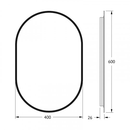 Зеркало Defesto Aura 40х60 DF 2921 с подсветкой 16W-4500K/Без выключателя/Нейтральный белый свет/Черная рама
