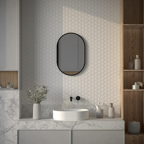 Зеркало Defesto Aura 40х60 DF 2921 с подсветкой 16W-4500K/Без выключателя/Нейтральный белый свет/Черная рама