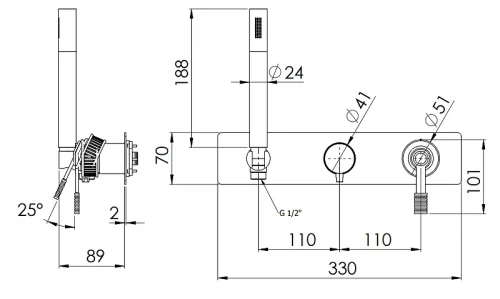 Смеситель для душа Remer Atelier AL97D3WB цвет Хром