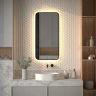 Зеркало Defesto Aura 50х100 DF 2975R с подсветкой 28W-3000K/ИК - выключатель/Теплый белый свет/Черная рама