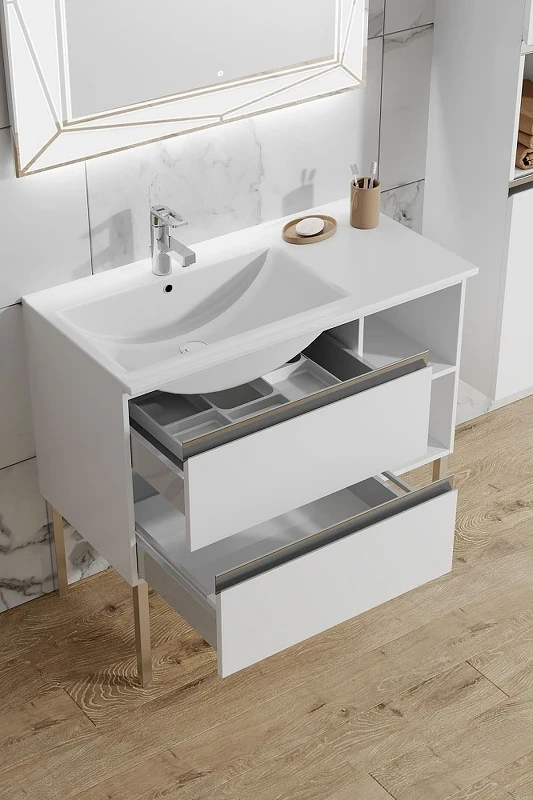 Тумба с раковиной SanVit Стрит-4 L/R kstreet4090 в цвете Ral Белый глянец МДФ / ЛДСП