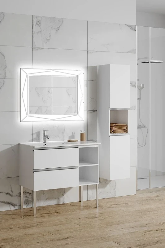 Тумба с раковиной SanVit Стрит-4 L/R kstreet4090 в цвете Ral Белый глянец МДФ / ЛДСП