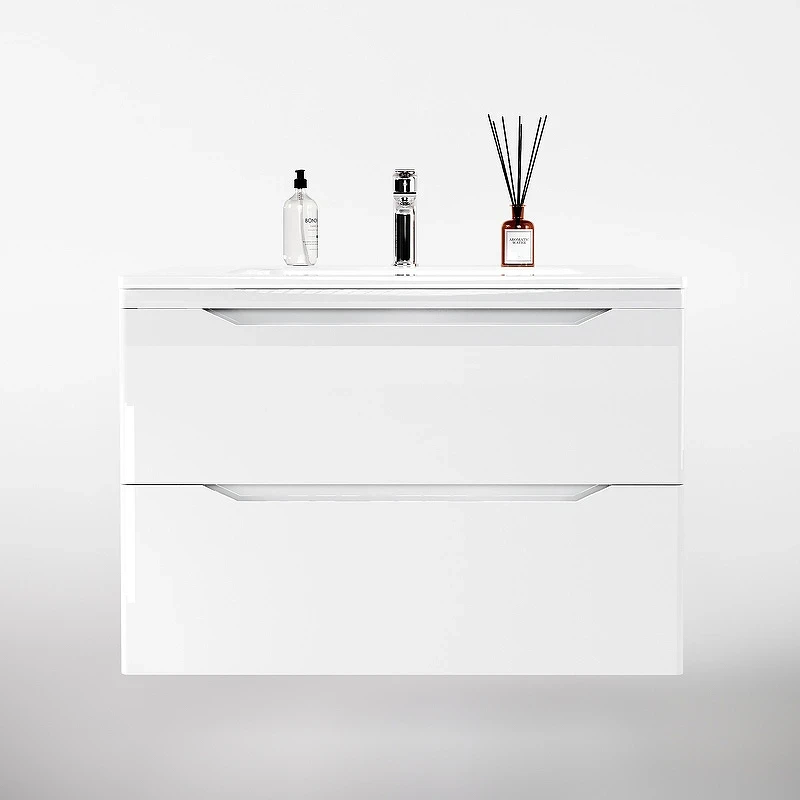 Тумба под раковину Style Line Марелла 80 Люкс Plus СС-00002411 подвесная Белый глянец антискрейтч МДФ / ЛДСП