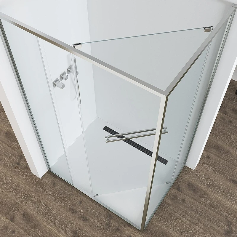 Душевой уголок Black&White S1180-1290N 120x90 11801290N профиль брашированный никель стекло прозрачное