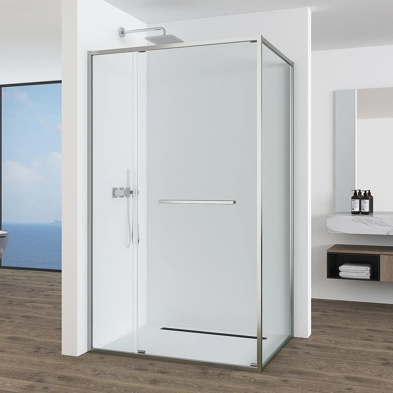 Душевой уголок Black&White S1180-1290N 120x90 11801290N профиль брашированный никель стекло прозрачное