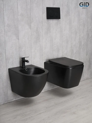 Унитаз Gid Cuadrado Tr2140Bm 62255Y подвесной цвет Черный матовый с сиденьем Микролифт