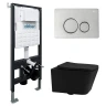 Комплект унитаза Abber Rechteck AC1201MB-AC0105-AC0121 с сиденьем Микролифт и клавишей смыва цвет Хром