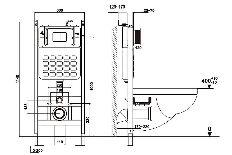 Комплект унитаза Abber Rechteck AC1201MB-AC0105-AC0121 с сиденьем Микролифт и клавишей смыва цвет Хром