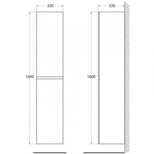 Шкаф пенал BelBagno Albano 32 ALBANO-1600-2A-SC-BL-P подвесной Bianco Lucido МДФ / ЛДСП