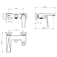 Смеситель для ванны Boheme Venturo 373-B Черный Хром латунь на стену