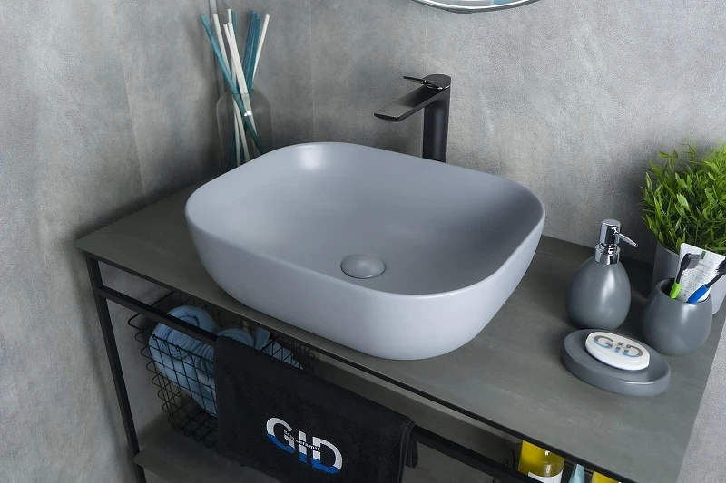 Раковина-чаша Gid Geometrico 50 Gm1302 53336 цвет Серый матовый