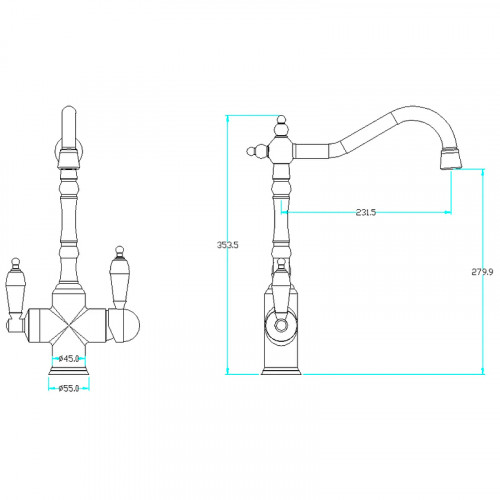 Смеситель для кухни Boheme Medici Ripresa 111 Бронза латунь