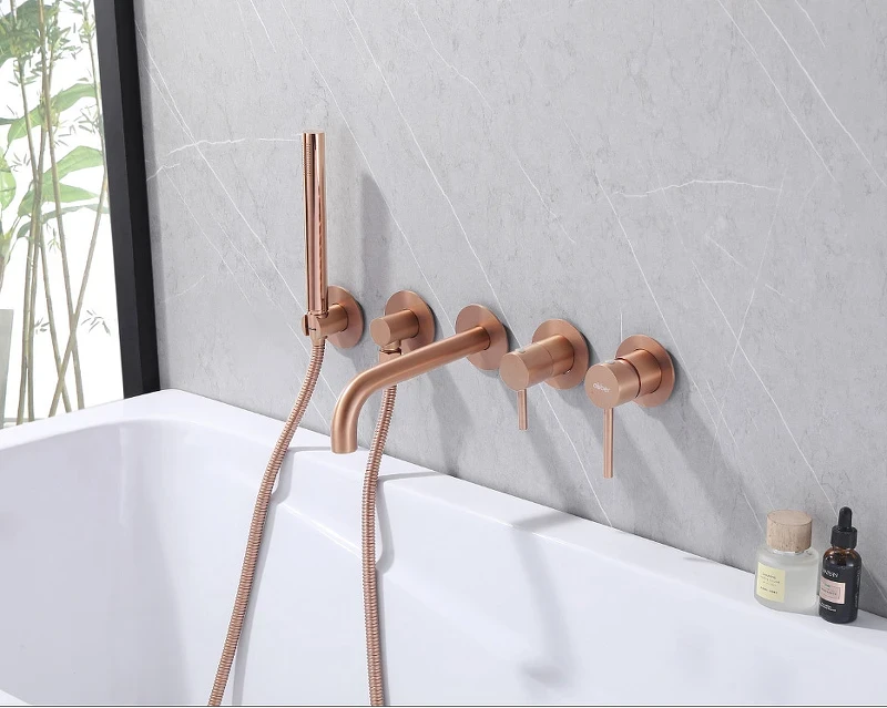 Смеситель для ванны Abber Wasser Kreis AF8130MRG Розовое золото матовое латунь встраиваемый