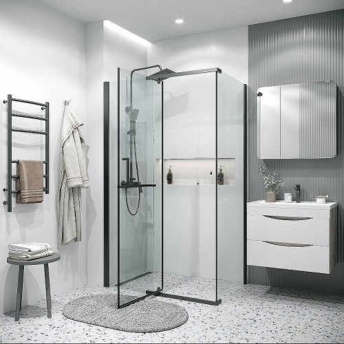 Душевая стенка Grossman Pragma 80 200.K33.03.80.21.00 профиль Черный матовый стекло прозрачное