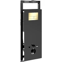 Инсталляция WasserKRAFT Salm 27TLT.010.ME.BL.PG04 для унитаза Черное стекло с клавишей смыва Золото глянцевое