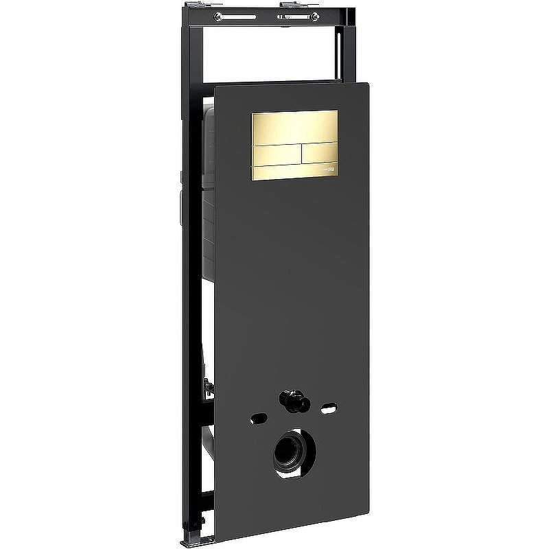 Инсталляция WasserKRAFT Salm 27TLT.010.ME.BL.PG04 для унитаза Черное стекло с клавишей смыва Золото глянцевое
