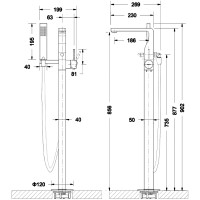 Смеситель для ванны Bravat Arc F66061K-B3-ENG Черный матовый латунь на пол