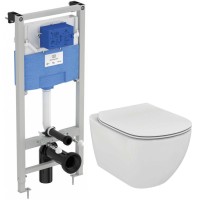 Комплект унитаза с инсталляцией Ideal Standard Tesi T3868V1 с сиденьем Микролифт фарфор подвесной