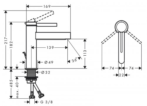 Смеситель для раковины Hansgrohe Finoris 76020000 Хром латунь
