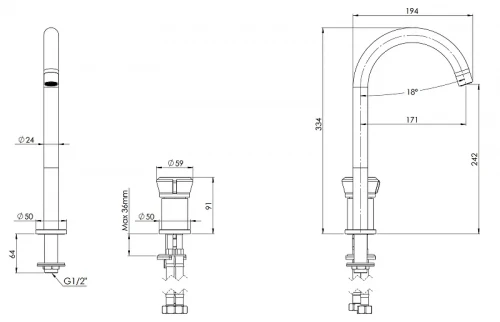 Смеситель для раковины Remer Element ET57L цвет Хром