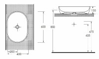 Раковина-чаша beWash Bogen 60 88601080 Антрацит фарфор накладная