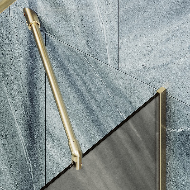 Шторка на ванну Maybah Glass MGV-150-3у 740x1400 в узком профиле Золото стекло бронзовое матовое