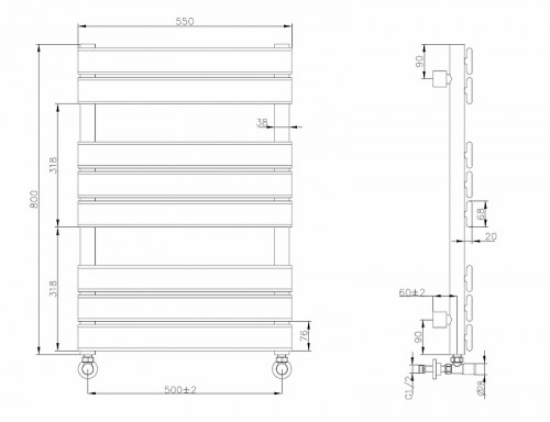 Водяной полотенцесушитель Boheme Venturo 720-B Черный нержавеющая сталь