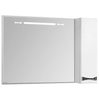 Зеркало со шкафом Aquaton Диор 100 R 1A167902DR01R с подсветкой Белое МДФ / ЛДСП, стекло