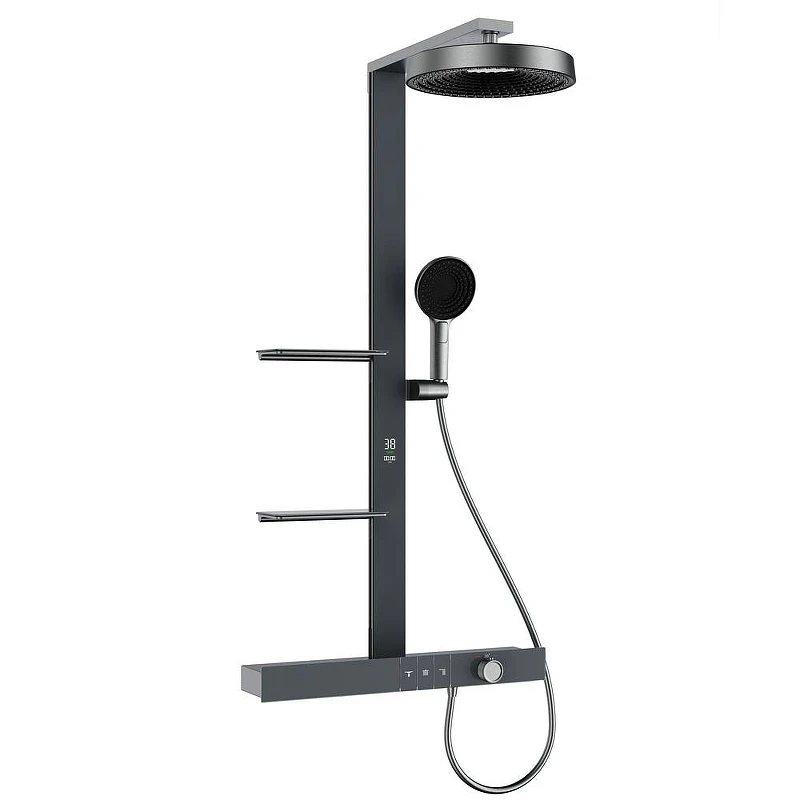 Душевая система Black&White Gravity GH-9005-GM 9005GM с термостатом цвет Gun Metal