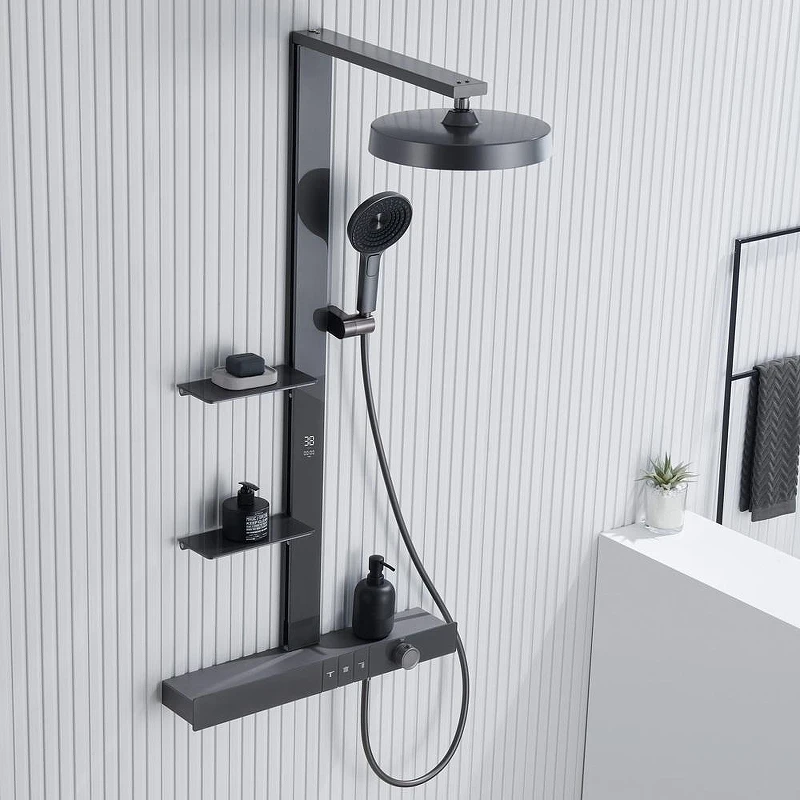 Душевая система Black&White Gravity GH-9005-GM 9005GM с термостатом цвет Gun Metal