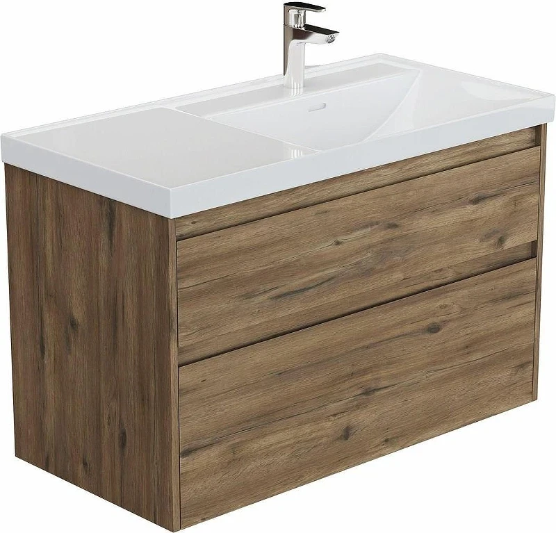Тумба с раковиной Aquanet Nova Lite 2.0 90 R 365928 подвесная цвет Дуб рустикальный