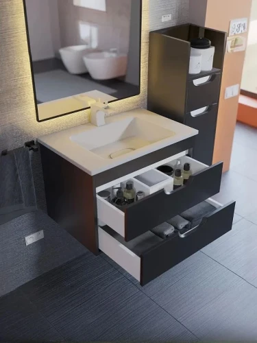 Тумба с раковиной Uperwood Modul 65 393020549 подвесная цвет Черный матовый