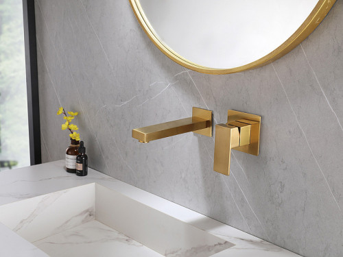 Смеситель для раковины Abber Daheim AF8212G Золото матовое латунь встраиваемый