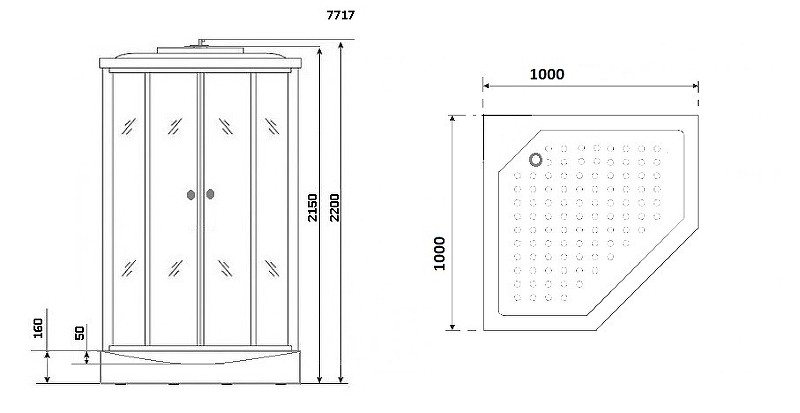Душевая кабина Niagara Luxe NG-7717G 100x100 с гидромассажем