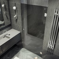 Душевая дверь Maybah Glass MGD-529-4 905x1950 на петлях Хром глянцевый стекло графитовое