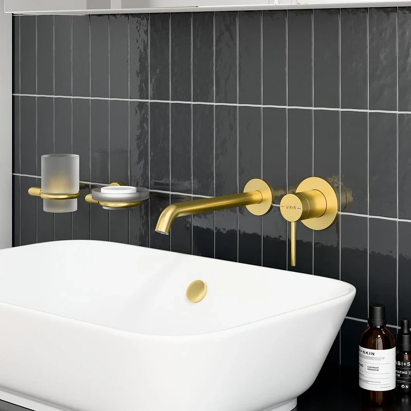 Смеситель для раковины Vitra Minimax Round A4354925EXP цвет Брашированное золото