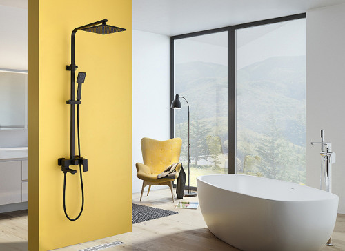 Душевая система Abber Daheim AF8216B Черная матовая латунь на стену