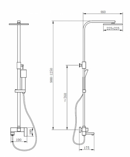 Душевая система Abber Daheim AF8216B Черная матовая латунь на стену