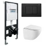 Комплект унитаза с инсталляцией Abber Bequem AC1131TC-AC0105-AC0120MB цвет Белый с сиденьем Микролифт