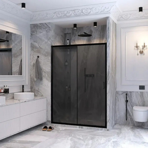 Душевая дверь Ambassador Forsa 110 17022217ABB профиль Черный cтекло тонированное